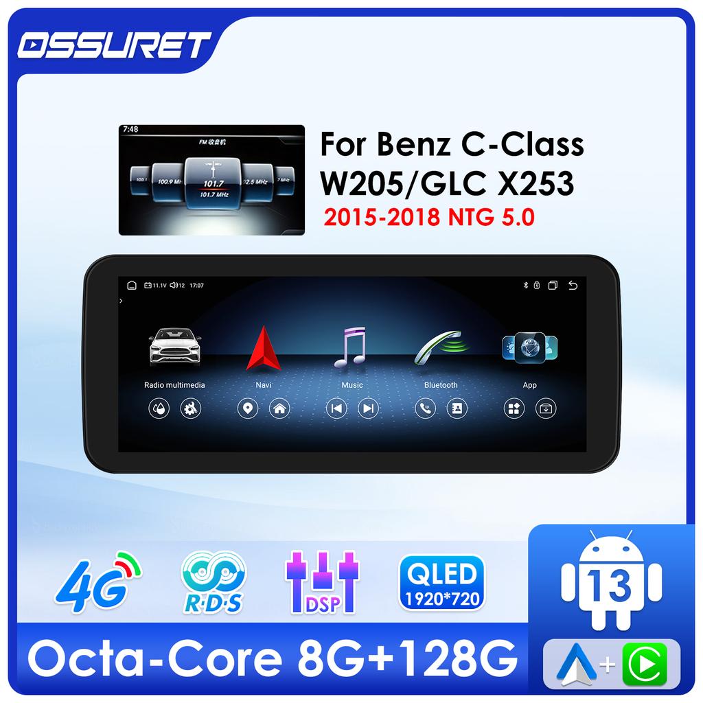 OSSURET 10,25" Carplay Android Auto автомобильные интеллектуальные системы радио для Mercedes Benz C-Class W205 NTG 5.0 2015-2018 мультимедиа GPS экран Bluetooth RDS