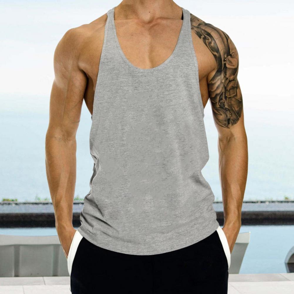 Мужской летний жилет с круглым вырезом без рукавов со спиной-борцовкой, спортивные топы для отдыха, быстросохнущие, однотонные, свободного кроя, для отдыха, для улицы