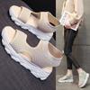 2024 New Fashionable Knitted Surface Breathable Wedge Women's Sports Sandals Sponge Cake Thick Soled Casual Sandals Plus Size