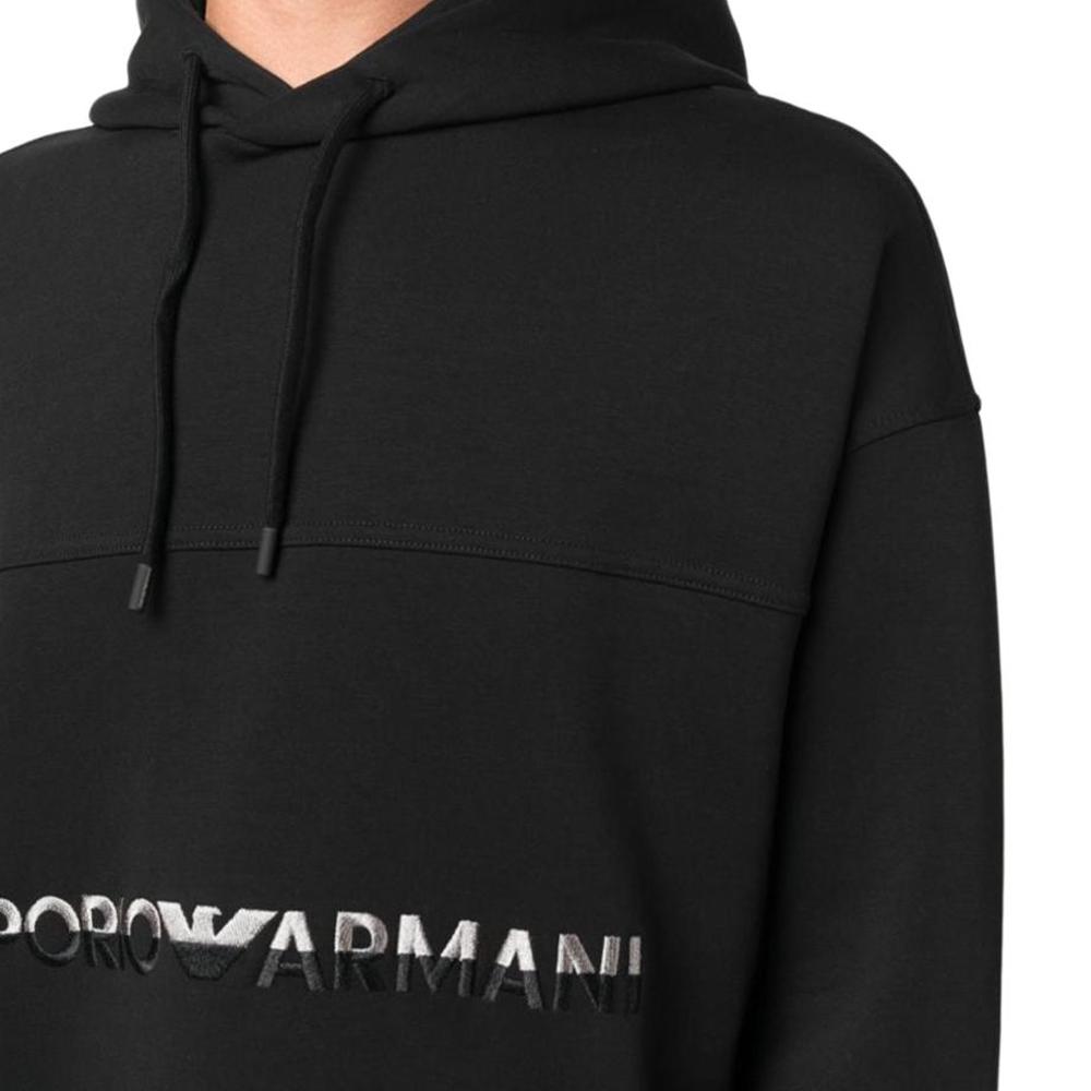 Emporio Armani logo-embroidered cotton hoodie 6R1MCM-1JHSZ-0999