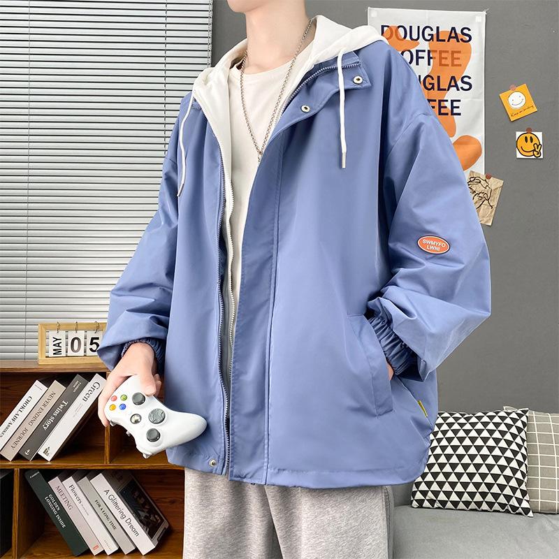 Осенняя свободная куртка большого размера из двух частей, мужская, в стиле Гонконга, студенческая, повседневная, универсальная, модная, трендовая, верхняя часть