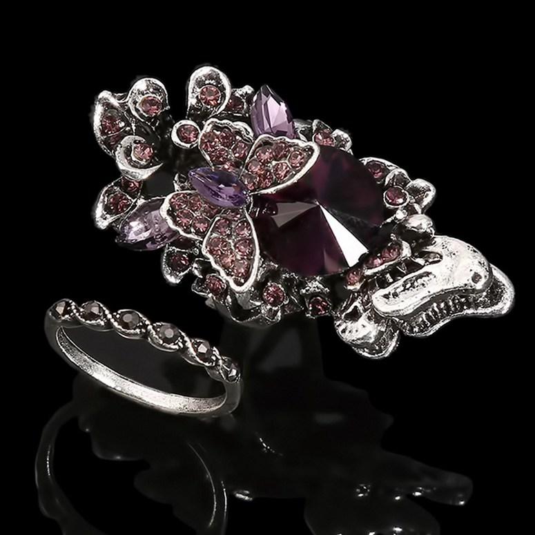 2 Piece Set of Creative Butterfly Ring European and American Court Retro All-match Women Ring