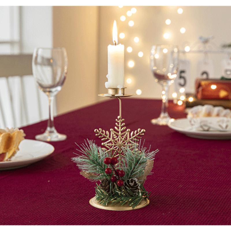 Christmas Golden Wrought Iron Candle Holder Window Table Decor Arrangement Christmas Decorations for Home Xmas Ornaments