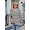 Весна и лето Новая женская полосатая контрастная свободная футболка с короткими рукавами