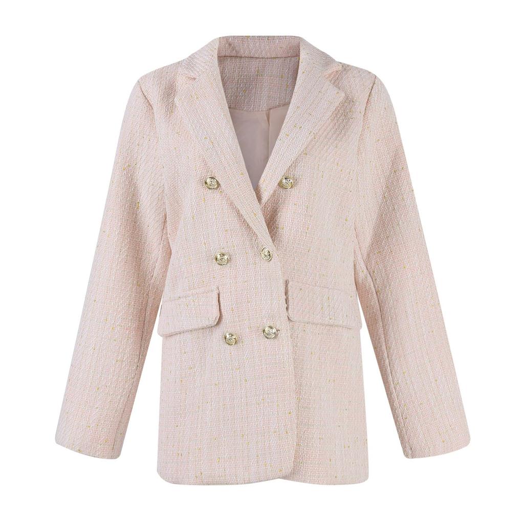 Women's Casual Loose Tweed Suit Jacket Fashionable Casual Long Sleeved Jacket Jacket