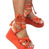 Your Bestfashion Platform Wedge Strappy Sandals Women Fashion Round Toe Cross Tied Height Increase Open Toe Women Sandals 2024