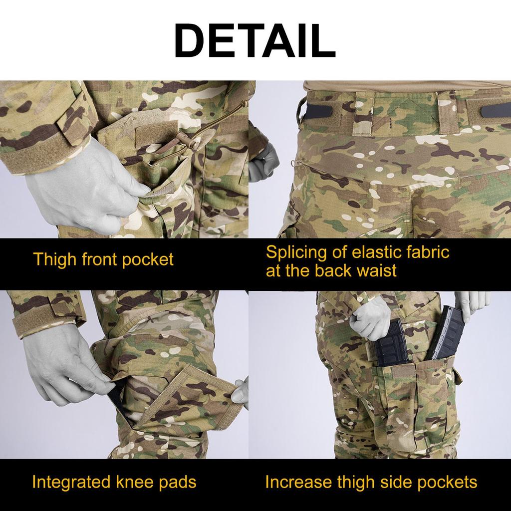 Outdoor Typo Pants Thin Breathable Men's Camouflage Pants Slim-fitting Trousers Military Fans Training Multi-bag Work Pants