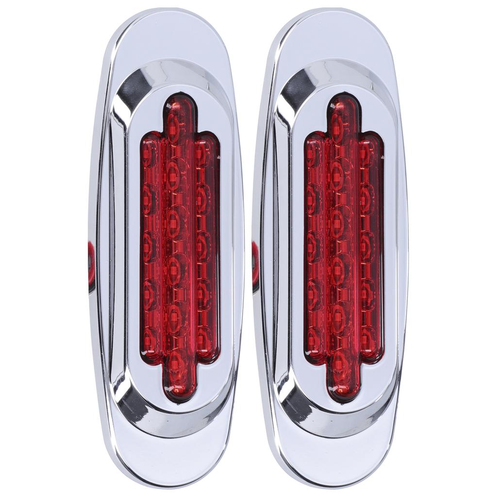 Пара 16 светодиодных задних фонарей с гальванизированной отделкой, боковые габаритные огни, автомобильные внешние лампы для 12 В 24 В автомобиля, грузовика, пикапа, красная линза