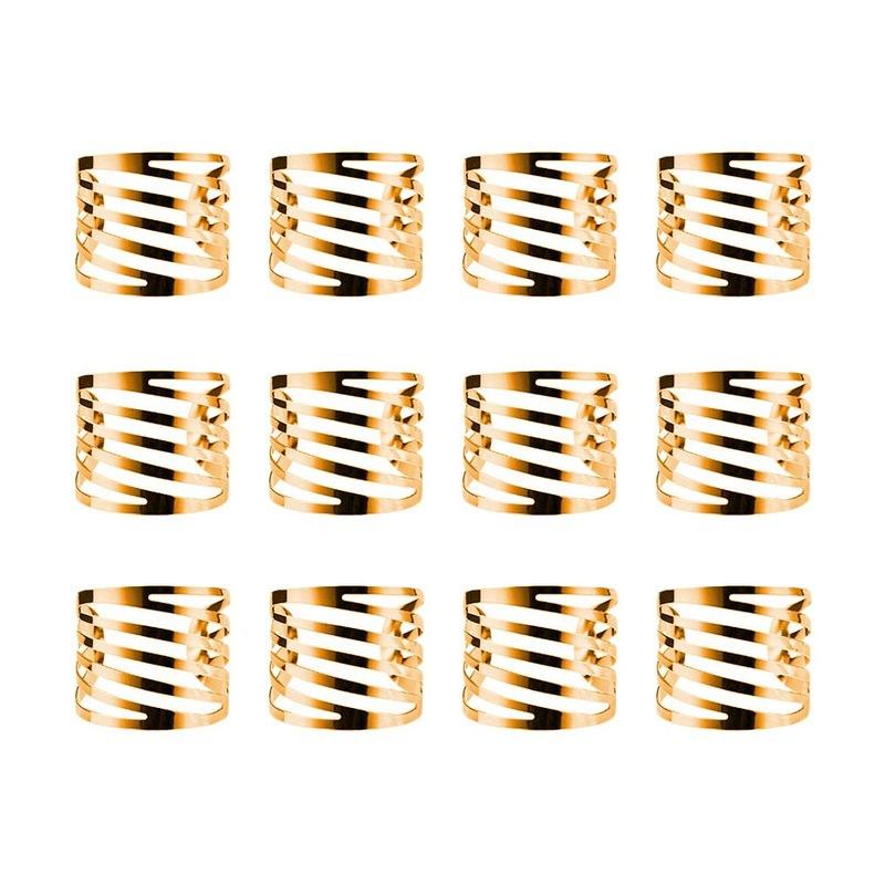 12шт Свадебные кольца для салфеток Украшение стола Полый держатель с пряжкой для салфеток