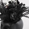 Spooky Skull Figurine Figurine, Black Red Rose Creepy Eyeballs Skeleton Halloween Lightweight Decoration Table Centerpiece for Tabletop, Desk, Mantel,