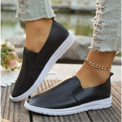 204 Осенние новые одинарные туфли легкие и удобные с круглым носком черно-белые популярные туфли на плоской подошве размер 36-43