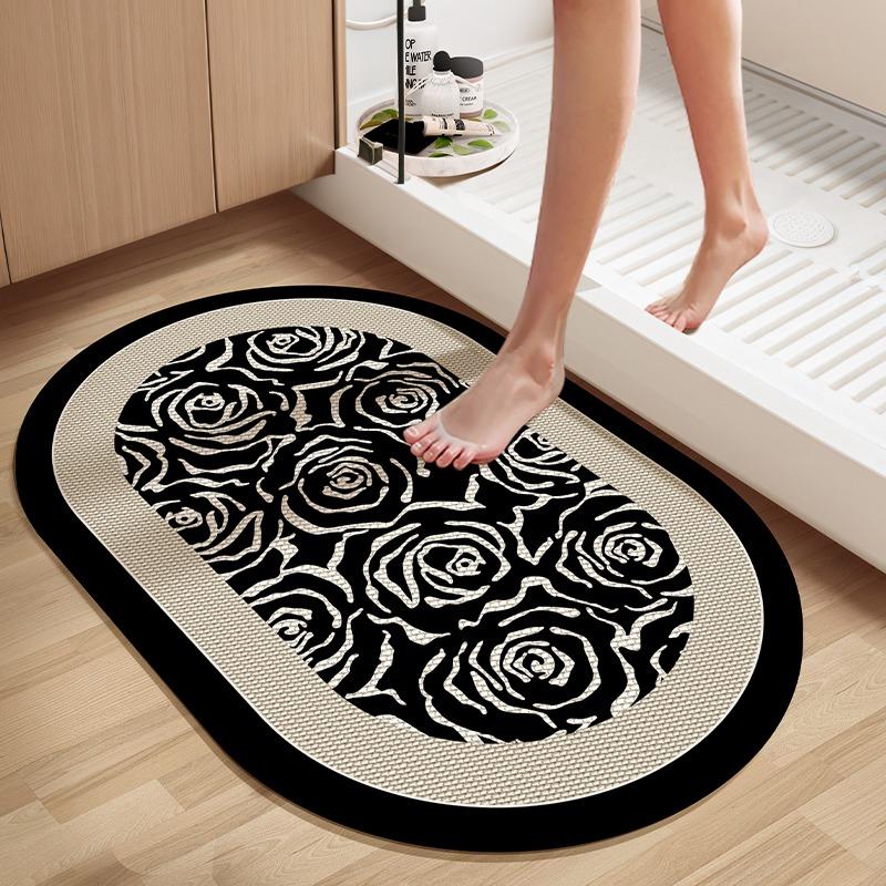 Toilet floor mat non-slip bathroom door mat absorbent foot mat toilet quick-drying diatom mud carpet at the door of the toilet