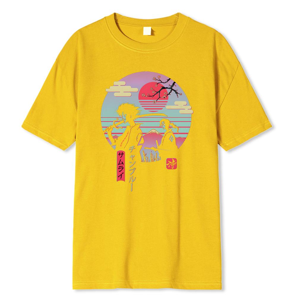 2 Японских Самурая Идущих Домой Хип-Хоп Принт Мужские Топы Мода Уличная Футболка Летняя Повседневная Хлопковая Футболка Оверсайз Свободные Футболки