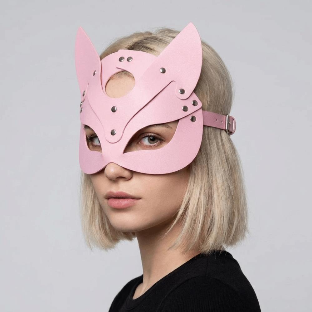 Animal Ears Mask Halloween Mask Zinc Zinc Alloy Half Face Mask Cool PU Leather Mask Cosplay Costume