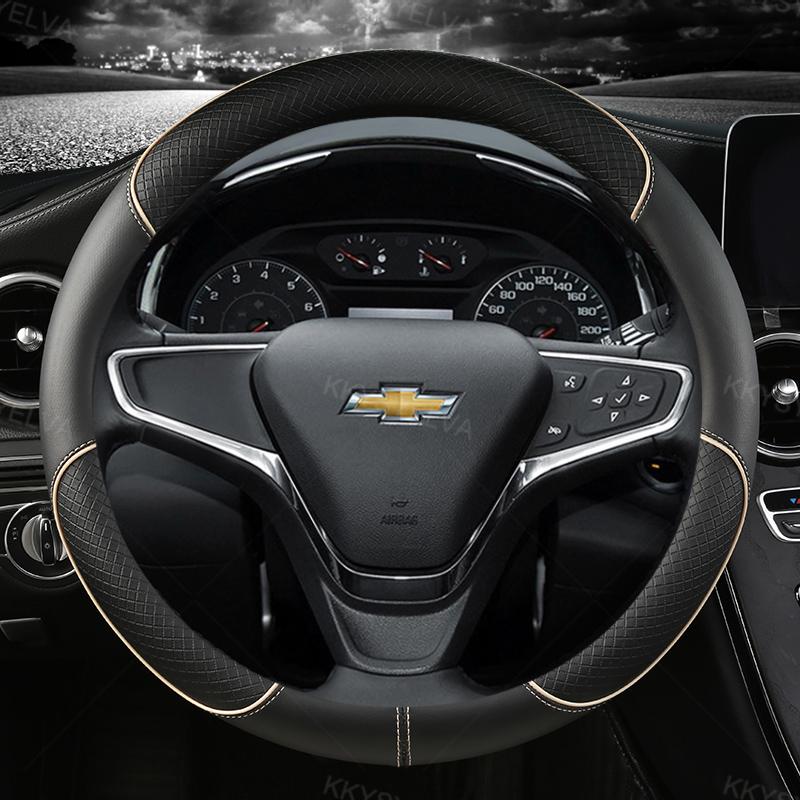 Автомобильный чехол на руль 38 см 15 дюймов, кожаный для Chevrolet Cruze Malibu Sail Spark Captiva Equinox Trax/Tracker AVEO Lova RV