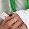 Simple Fashion Black Drop Glaze Oval Shaped Open Ring For Women Party Jewelry Gifts 1PC