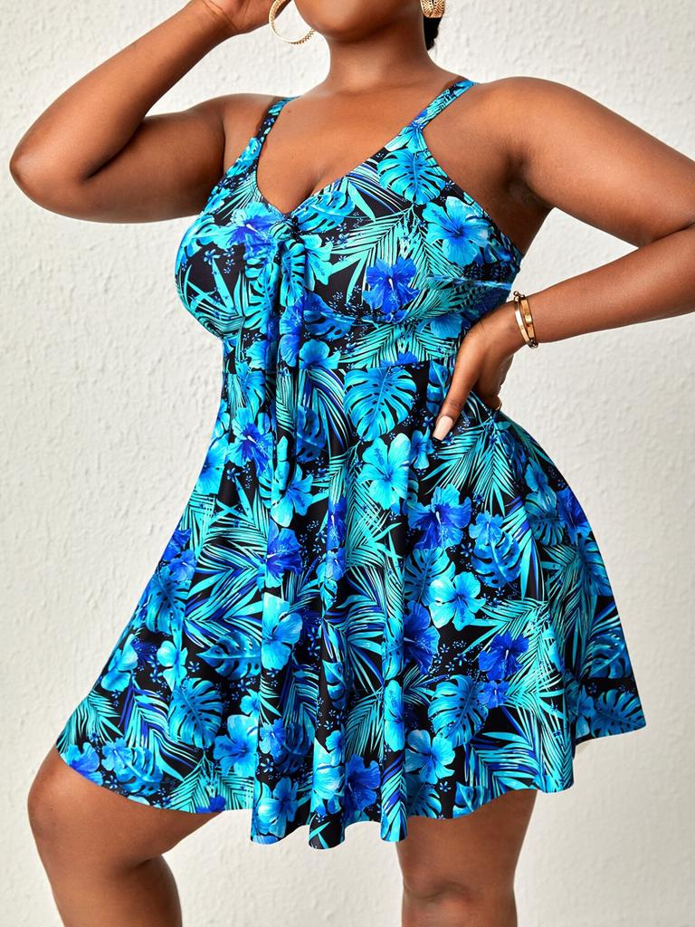 Женский сексуальный купальник большого размера с цветочным принтом, женский летний комплект из двух частей, модный пляжный купальный костюм