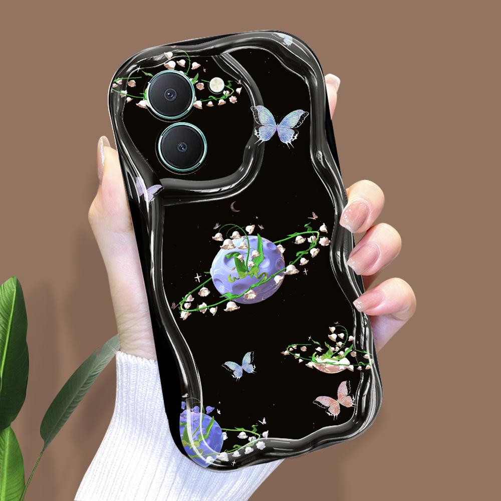 Милый мультяшный узор, кремовая текстура, мягкий силиконовый чехол с волнистыми краями, чехол для телефона для Vivo