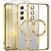 Protective Case - BOOLING - for Samsung Galaxy S24 - Gold - 2 Tempered Glasses - Shockproof