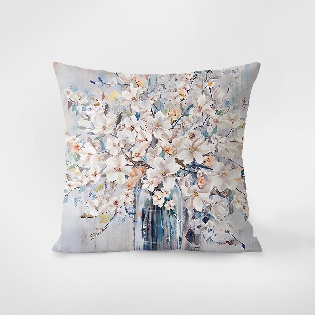 Ваза в стиле масляной живописи Декоративная наволочка для спальни Гостиной Квадратная подушка Наволочка