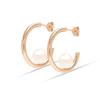 925 Sterling Silver Jewelry Rose Gold Simulated Pearl C Hoop Earrings for Women