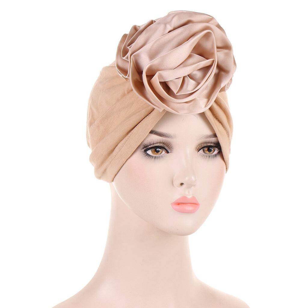 Fashion Women Satin Flower Turban Hat