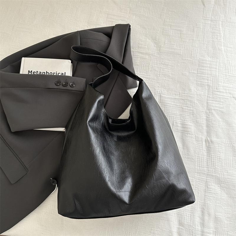 Большая вместимость однотонная популярная сумка-тоут осенняя повседневная сумка для поездок на работу на плечо модная персонализированная сумка