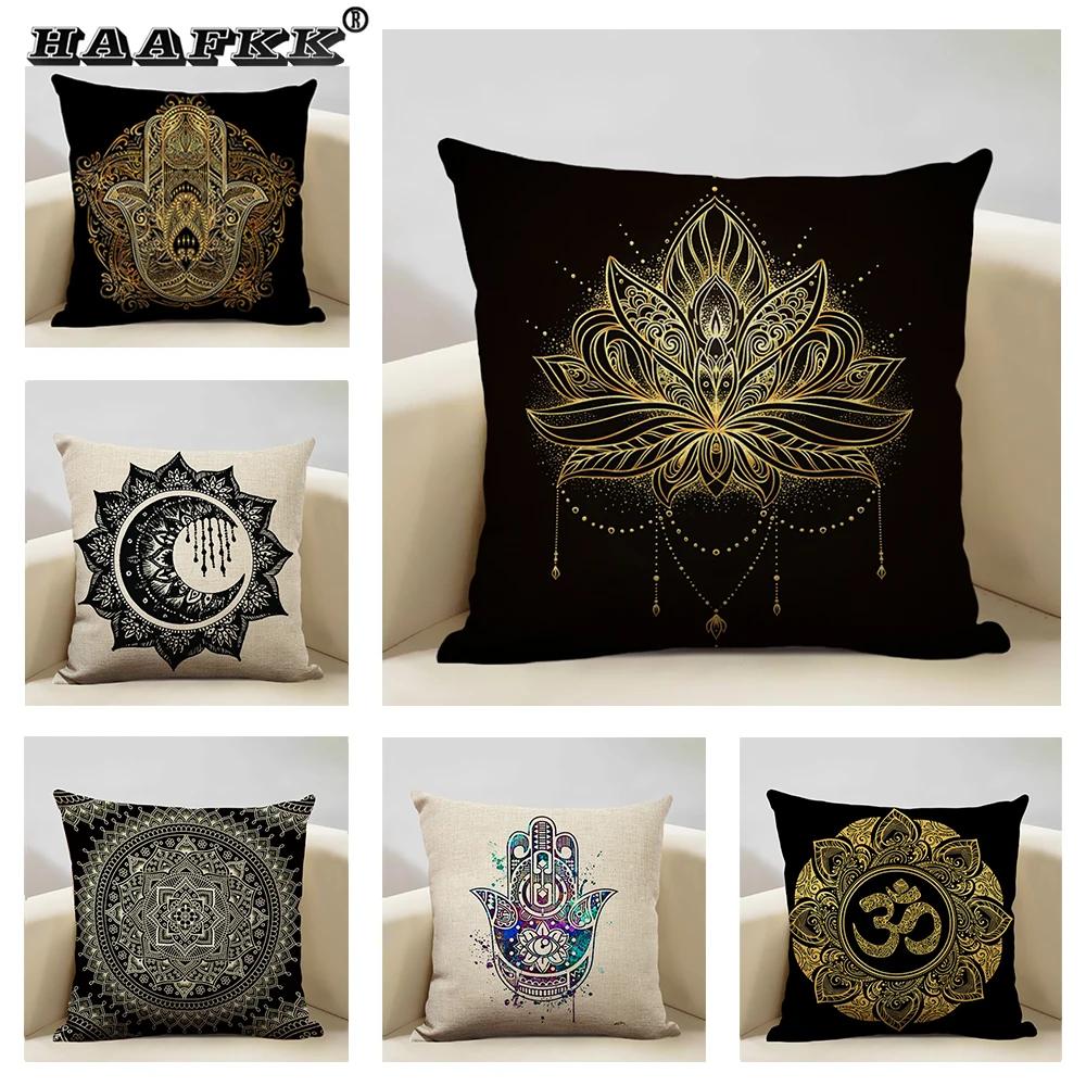 Mandala Sofa Decorative Throw Pillow Case, Hamsa Cushion Cover, Home Living Room Pillow Cover, 45x45cm