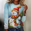 Winter New Christmas Women Autumn T-Shirts O-Neck Long Sleeve Snowman Print Tops Fashion Casual Loose Office Ladies T-Shirts