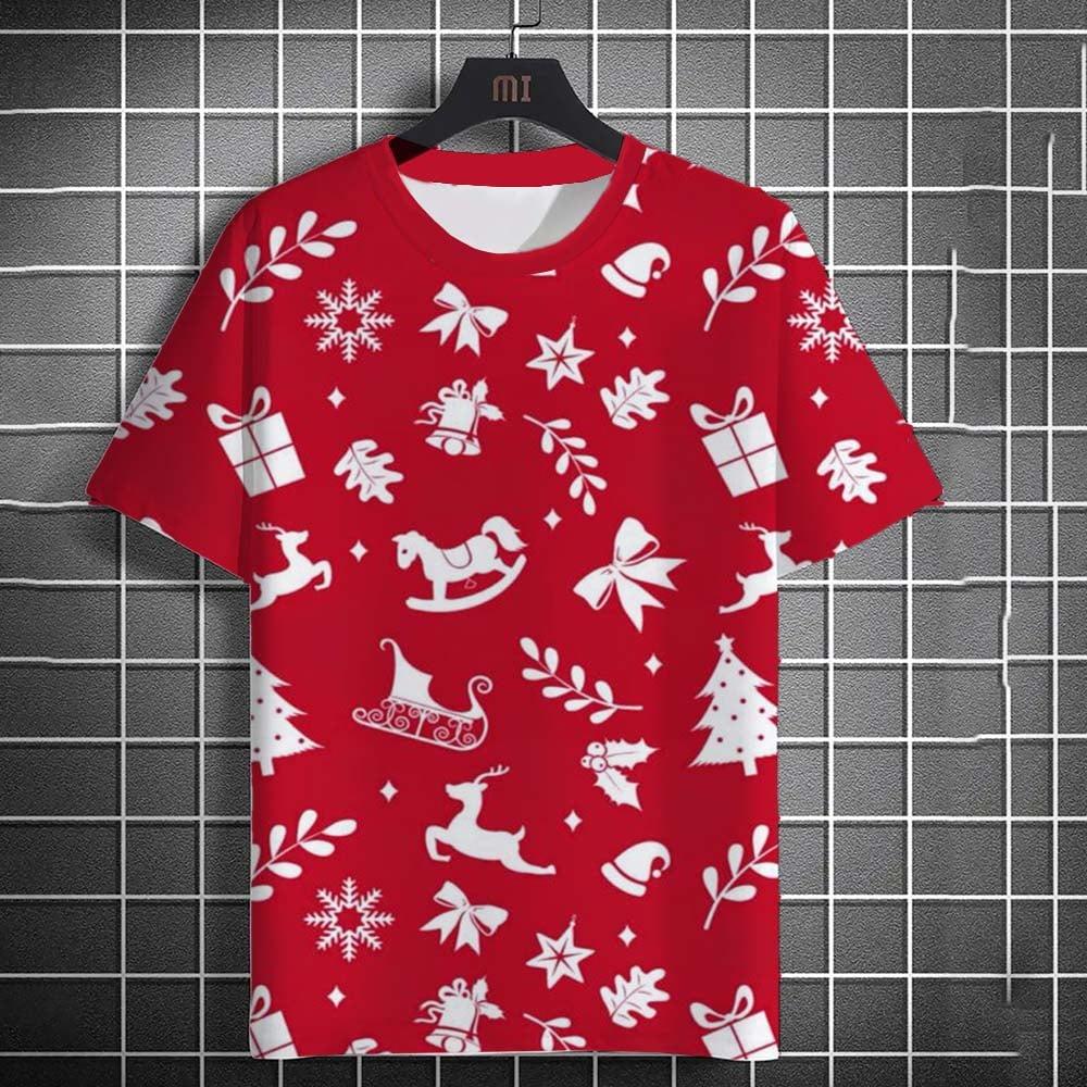 Детская мультяшная футболка с Санта-Клаусом, мужская и женская повседневная футболка с коротким рукавом, детский рождественский подарок
