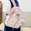 Three-Piece Backpack Set for Primary and Middle School Students Schoolbag Color Block Cartoon Backpack for Women Large Capacity Backpack