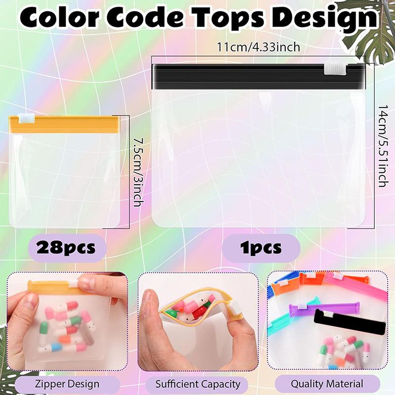 7 шт. многоразовых мешочков для таблеток, мешочек на молнии, цветные мешочки, самозапечатывающиеся сумки-органайзеры для хранения медицинских изделий