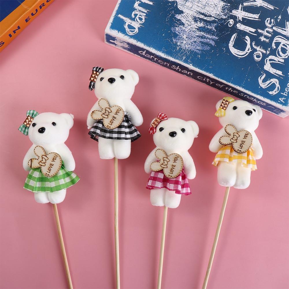 10pcs/bag Plush Doll Mini Bear Flower Bouquet Plush Animal Cartoon Bouquet Doll  Graduation Gifts