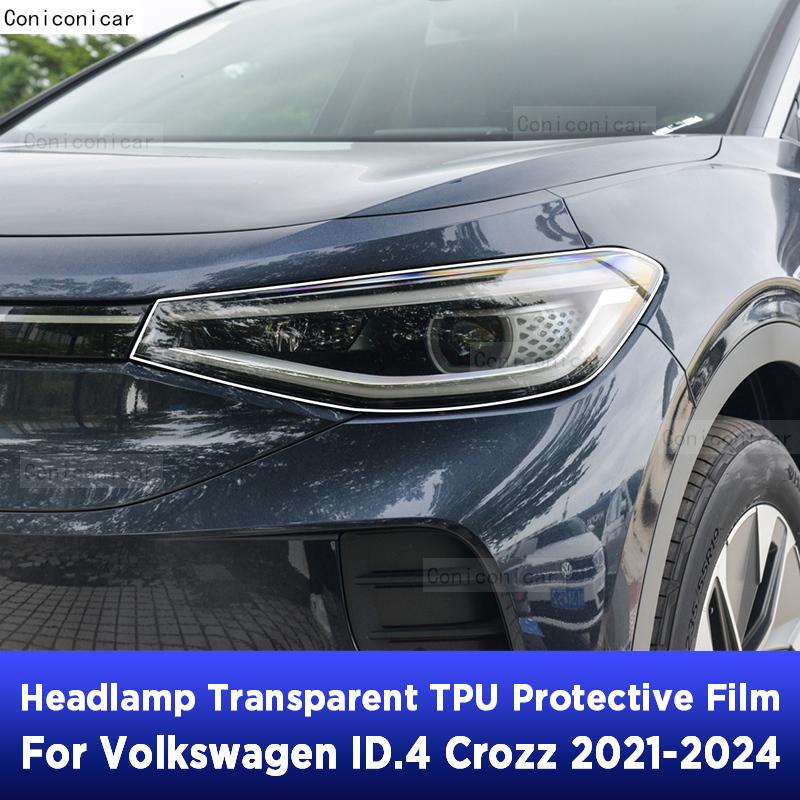 Car Headlight Protection Transparent Anti-Scratch Protective Film TPU Stickers For Volkswagen ID.4 Crozz -2024 Accessories