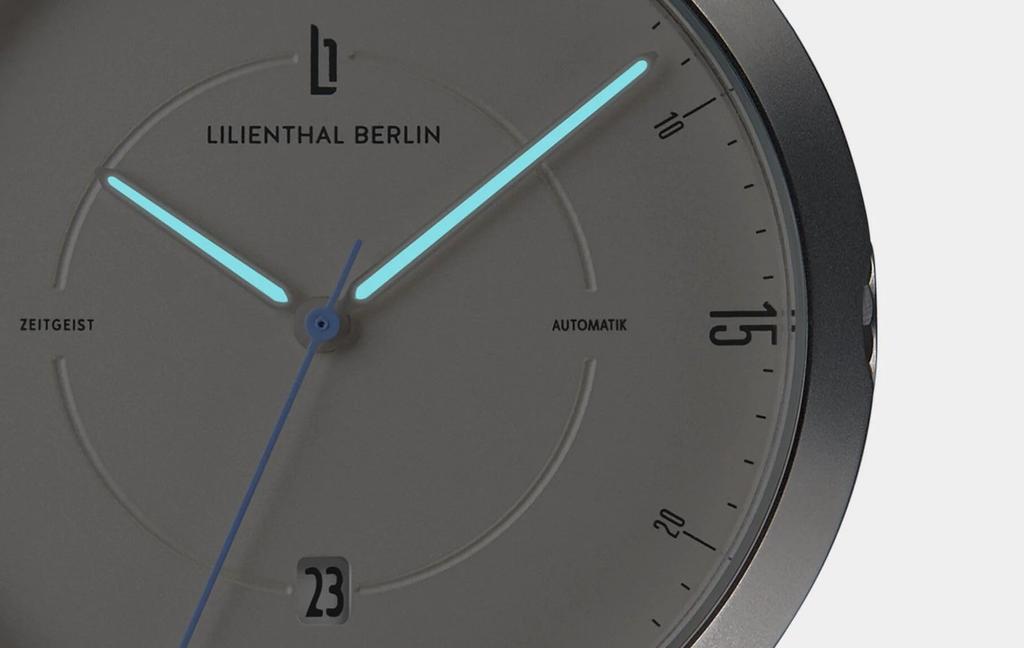 Lilianthal Berlin Automatic Watch with Date Display and Skeleton Made in Men's Back, Germany, Silver, Z01-101-B023A