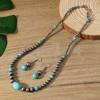 Earrings Necklace 2-piece Fashion Turquoise Beaded Women's Earrings Necklace