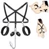 BDSM Sex Bondage Restraints Kit Leather Thigh Sling Breasts Belt Behind Back Handcuffs Open Legs SM Slave Fetish Anal Hook