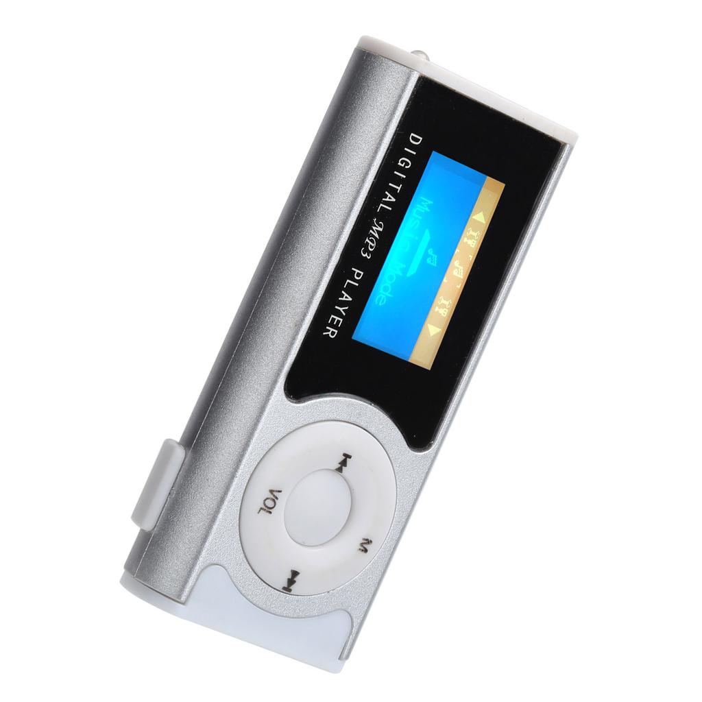 Портативный спортивный MP3-плеер Фонарик Зажим на спинку LCD Экран Музыкальный медиаплеер(Серебряный )