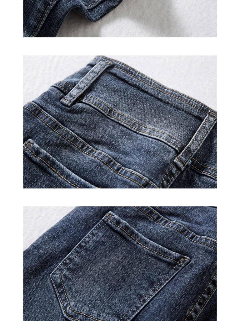 Сине-серые джинсы скинни bootcut с высокой талией для женщин: На флисовой подкладке, Утепленные, Стройнящие, Зауженные к низу – Коллекция Осень/Зима 2022.
