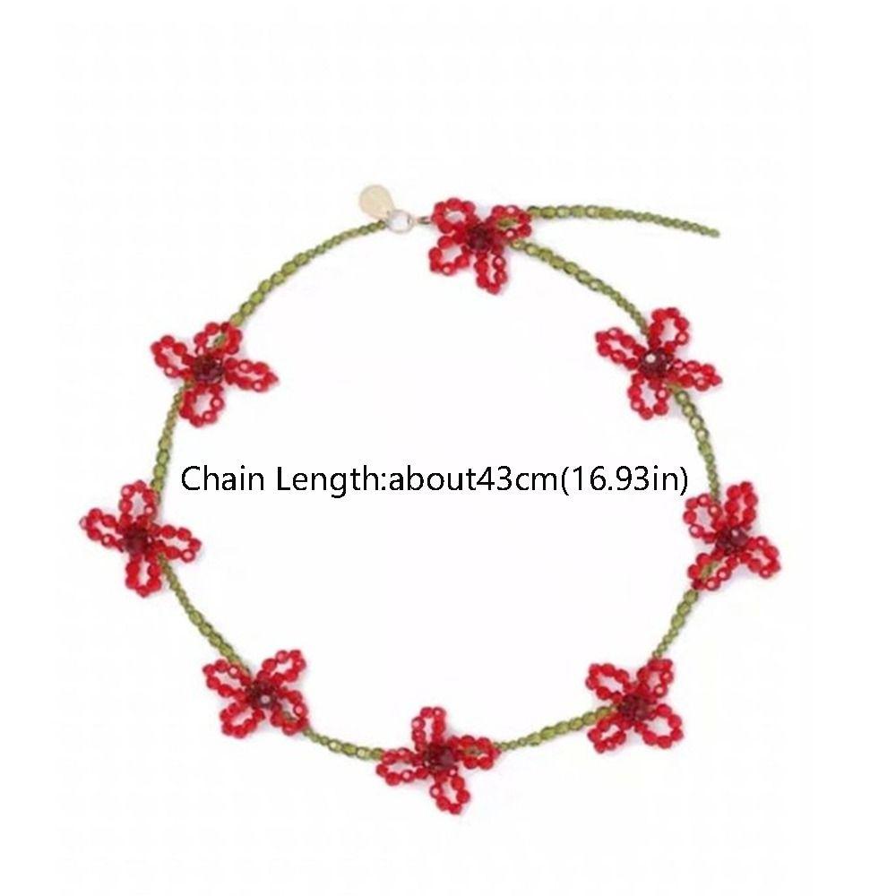 Стразы Цветочный Чокер Цепочка на Ключицу Бисероплетение Подвеска Завязка Ретро Свежее Ожерелье с Цветком Вечеринка
