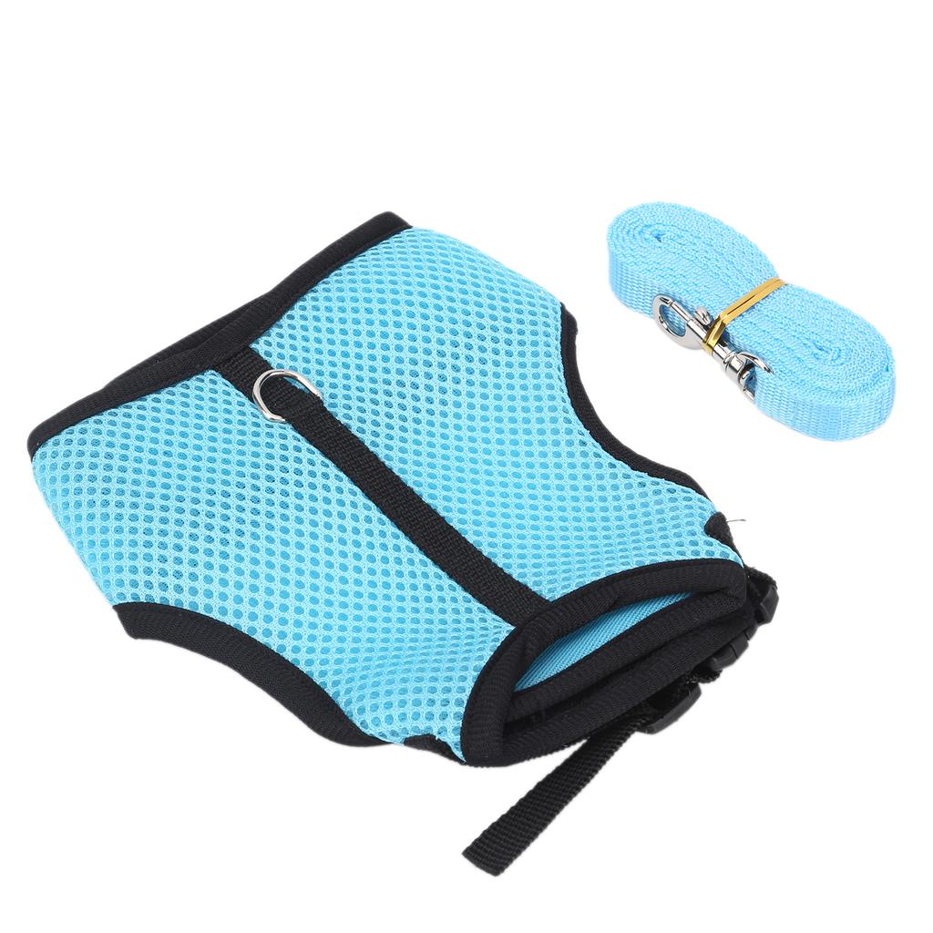 Adjustable Mini Pets Vest Harness and Leash Set Mesh Pet Leash for Rabbits Guinea PigS Light Blue
