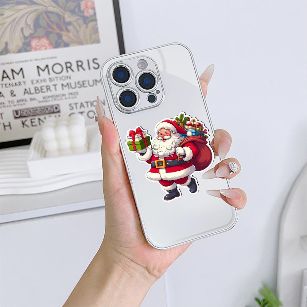 Чехлы для телефонов Ae120 Merry Christmas Santa design из гальванизированного стекла для Samsung S25 Ultra iPhone 11 16 Pro Xiaomi Redmi, полная защита объектива, задняя крышка