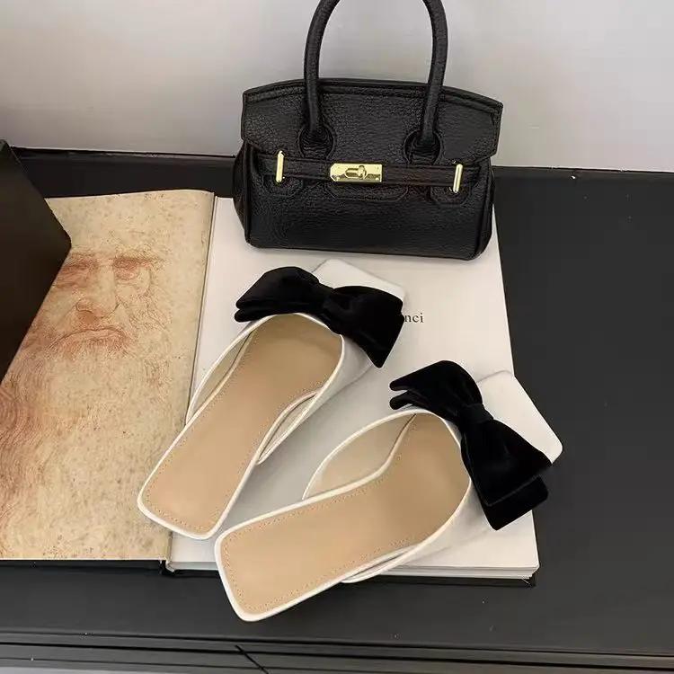 Модная уличная обувь с бантом, шлепанцы, стильный новый стиль, женские тапочки и женские сандалии, дешевая ликвидация, тренд 2025, удобная обувь