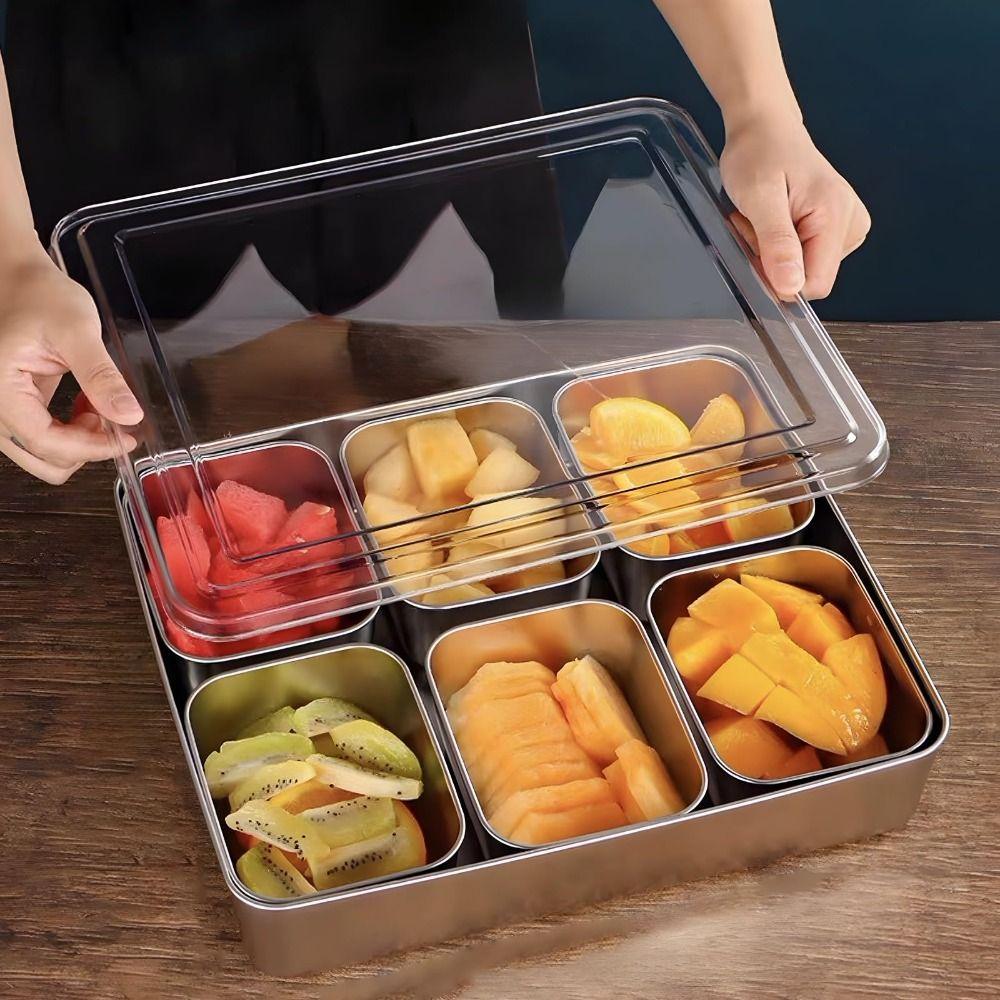 Контейнеры для приправ из нержавеющей стали 6 и 8 ячеек Органайзер для приправ Хранение Коробка для приправ Ресторан