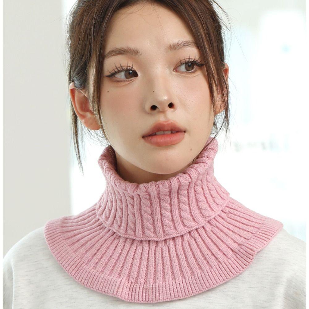 Solid Color Wraps Knitted Bib Warm Scarf Wool Scarf Simple Turtleneck Fake Collar  Autumn Winter