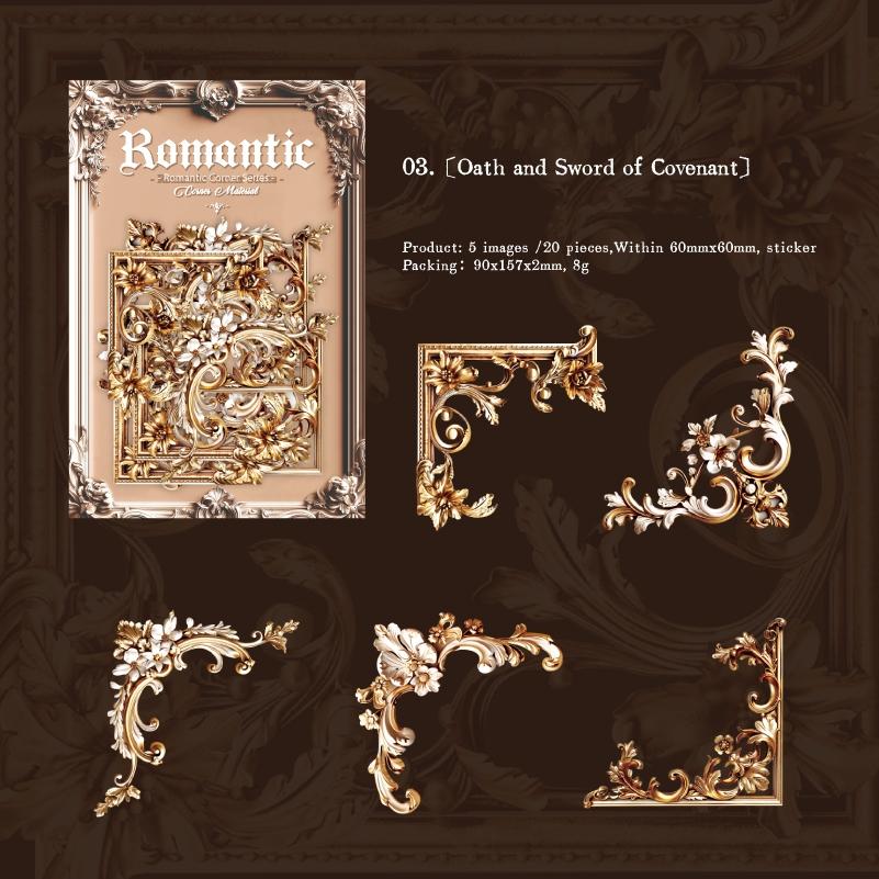 20pcs/bag Flower Themed Corner Frame Stickers Decorative Scrapbook Photo Frame Cards DIY Sticker Hand Account Background Collage