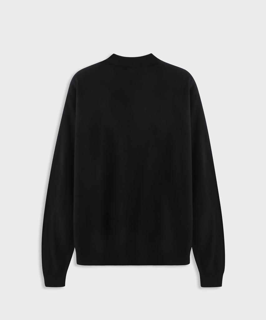 ASHOUR Gold Button Round Knit Black