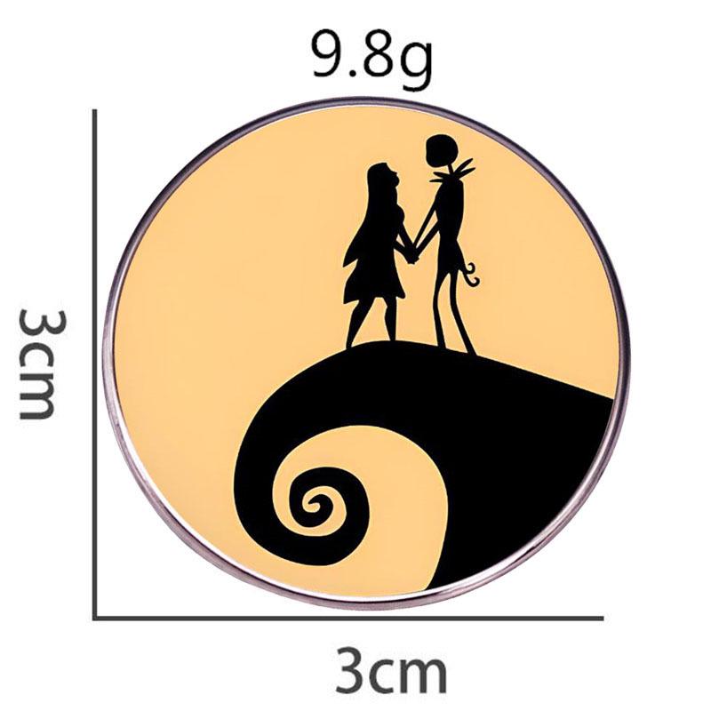 Брошь-значок Джек и Салли - Кошмар перед Рождеством Металлическая эмблема