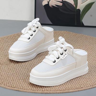 Модные 7 см тапочки из микрофибры и синтетической кожи, женские сандалии с круглым носком, балетки, летние туфли на платформе и танкетке