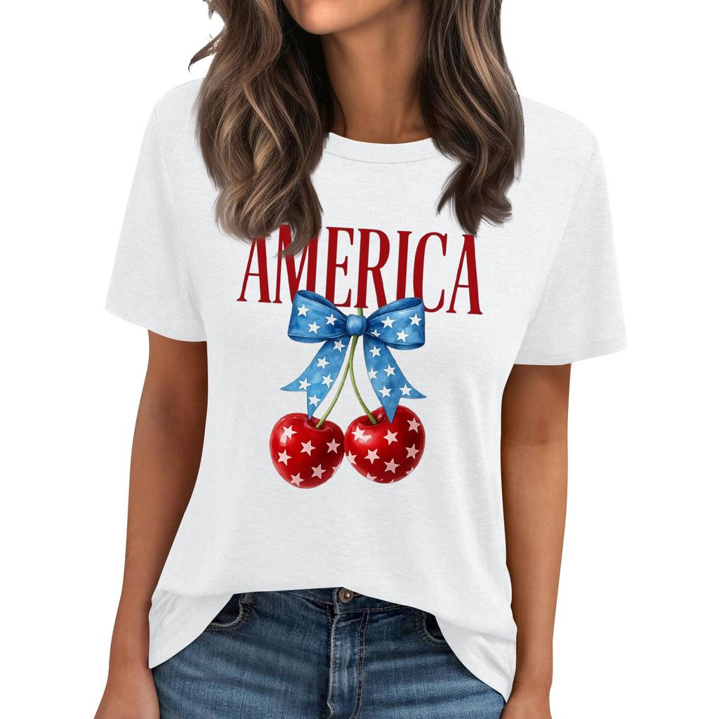 Женская футболка с круглым вырезом и короткими рукавами с принтом